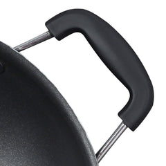 Wonderchef Renewed Appachetty Breakfast Pan with Lid | Nonstick Cookware | Appachatty | Chetty Pan | Appam Patra | Round Bottom Kadai | 3mm Thick | Black 22 cm