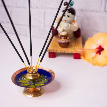 Copper Enamel Incense Stick Holder Round-Set Of 5