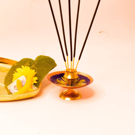 Copper Enamel Incense Stick Holder Round-Set Of 5