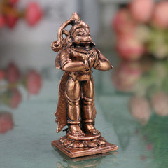 Copper Hanuman Idol,Handcrafted Tamra Anjaneya Murti, Bajrangbali Maruti Vigraham for Puja Home Decor & Gifting, Brown, 3 Inch, 1 Piece