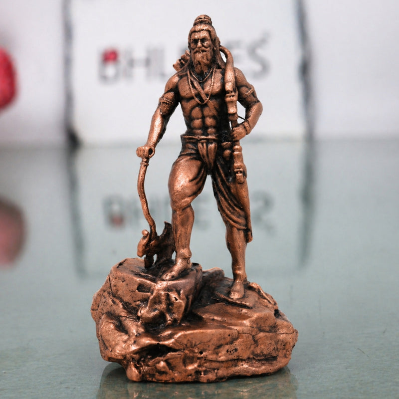 Copper Parashurama Idol Bhargava Rama Vishnu Avatar Murti Statue for Pooja Home Decor Gift, Brown, 4.5 Inch, 1 Piece