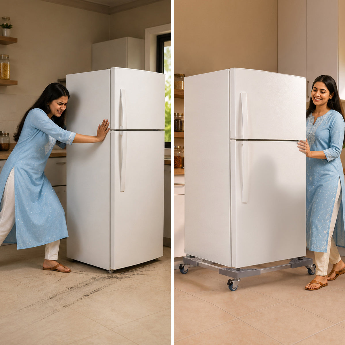 Corvids Adjustable Washing Machine Stand with Wheels | 2-Year Warranty | Refrigerator, Air Cooler & Dishwasher Trolley, 360° Rotating Lockable Wheels, Anti-Skid Grid Platform, 150 KG Capacity (Grey)-7