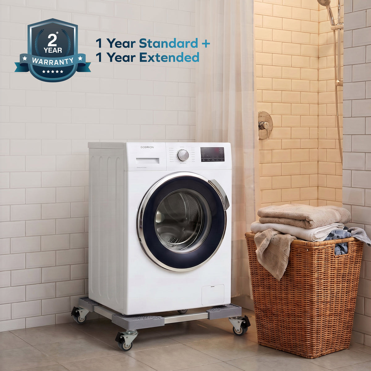Corvids Adjustable Washing Machine Stand with Wheels | 2-Year Warranty | Refrigerator, Air Cooler & Dishwasher Trolley, 360° Rotating Lockable Wheels, Anti-Skid Grid Platform, 100 KG Capacity (Grey)-7