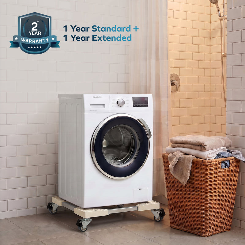 Corvids Adjustable Washing Machine Stand with Wheels | 2-Year Warranty | Refrigerator, Air Cooler & Dishwasher Trolley, 360° Rotating Lockable Wheels, Anti-Skid Grid Platform, 100 KG Capacity (White)-7