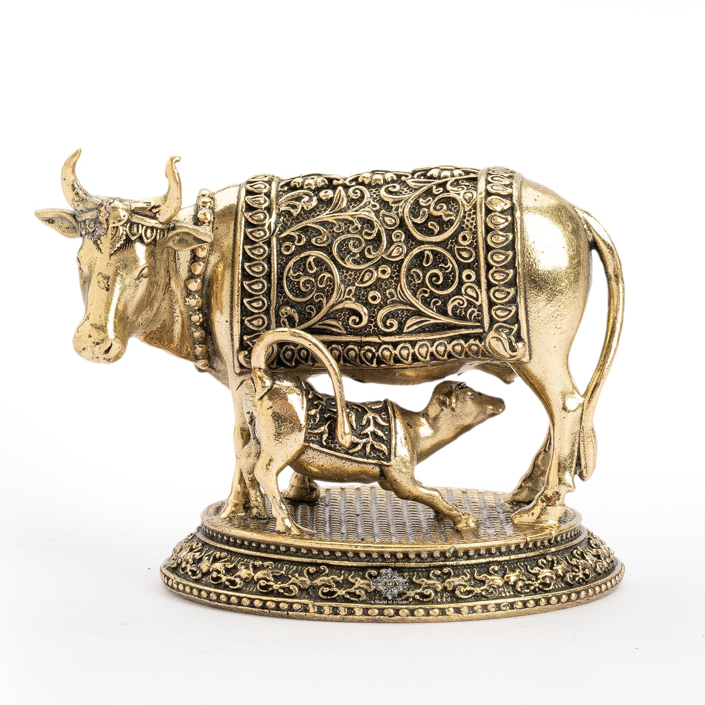 Pure Brass Kamadhenu Cow With Calf  – Symbol of Prosperity &  Blessings