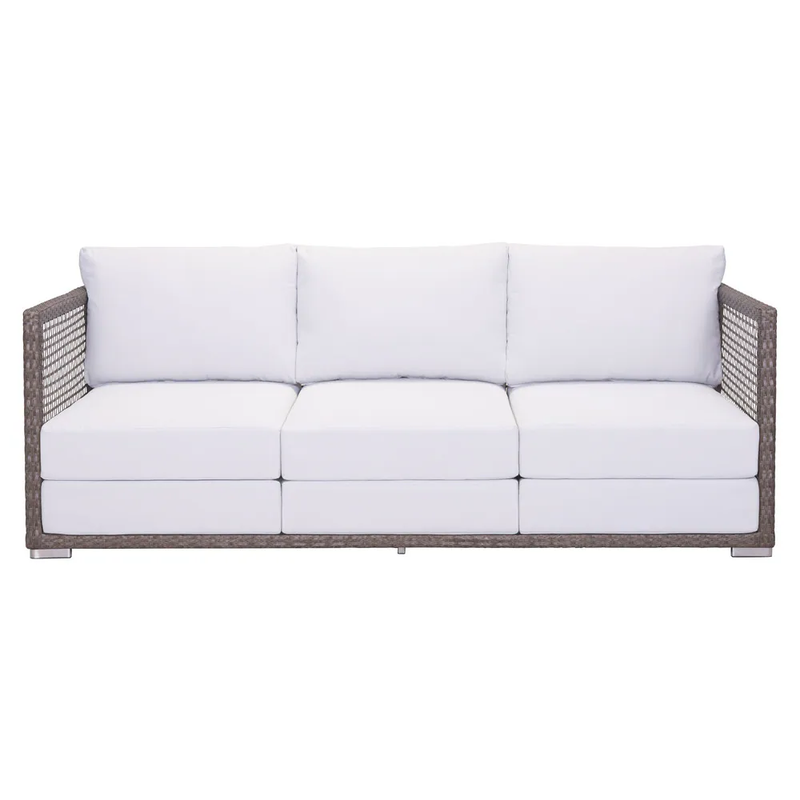 Coco Outdoor Sofa Set 3 Seater , 2 Single seater and 1 Center Table (White+ Brown)