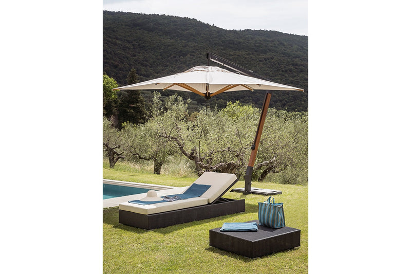 Looks Outdoor Swimming Poolside Lounger With  1 Side Table (Black + Grey)