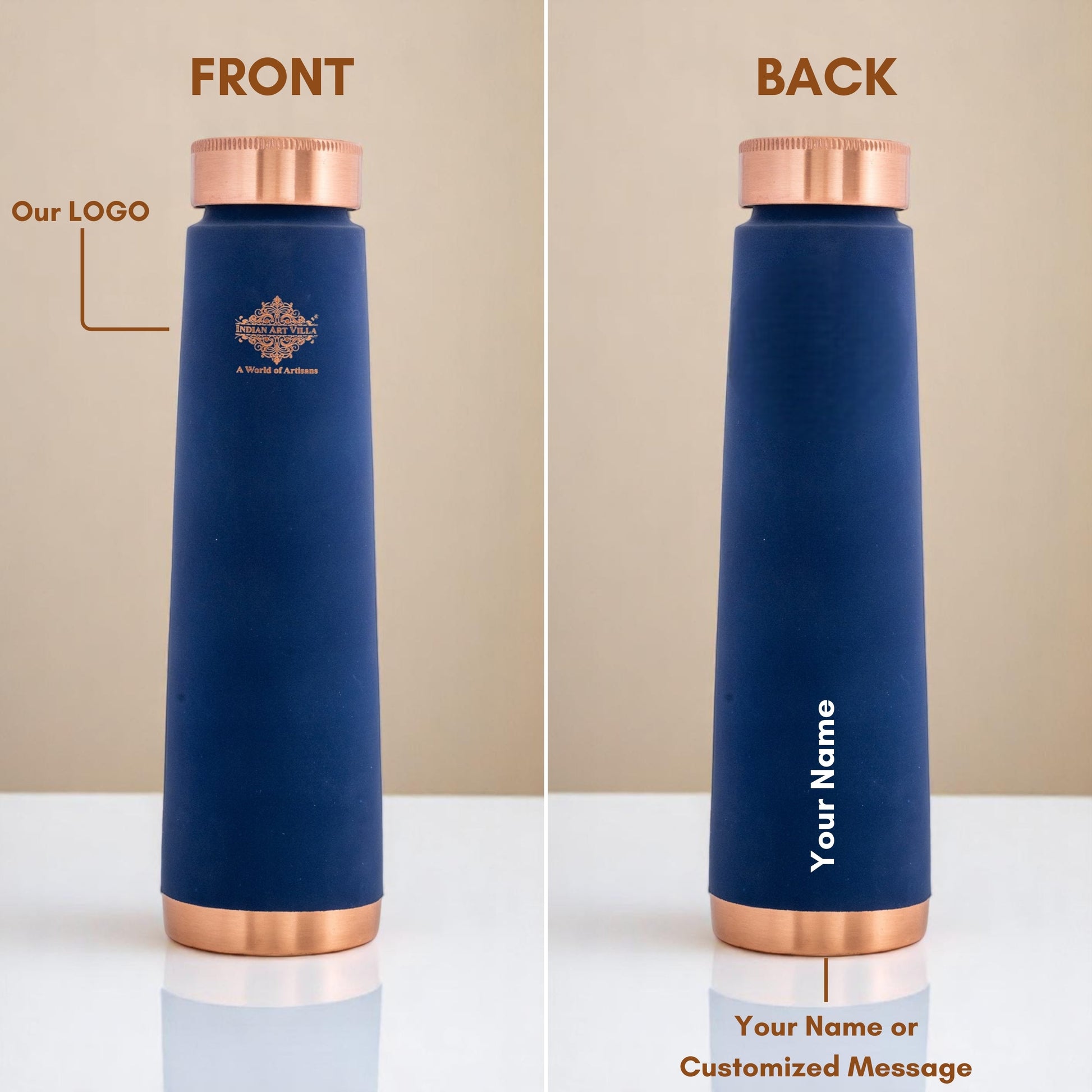 Personalized Copper Pyramid Shape Silk Finish Water Bottle