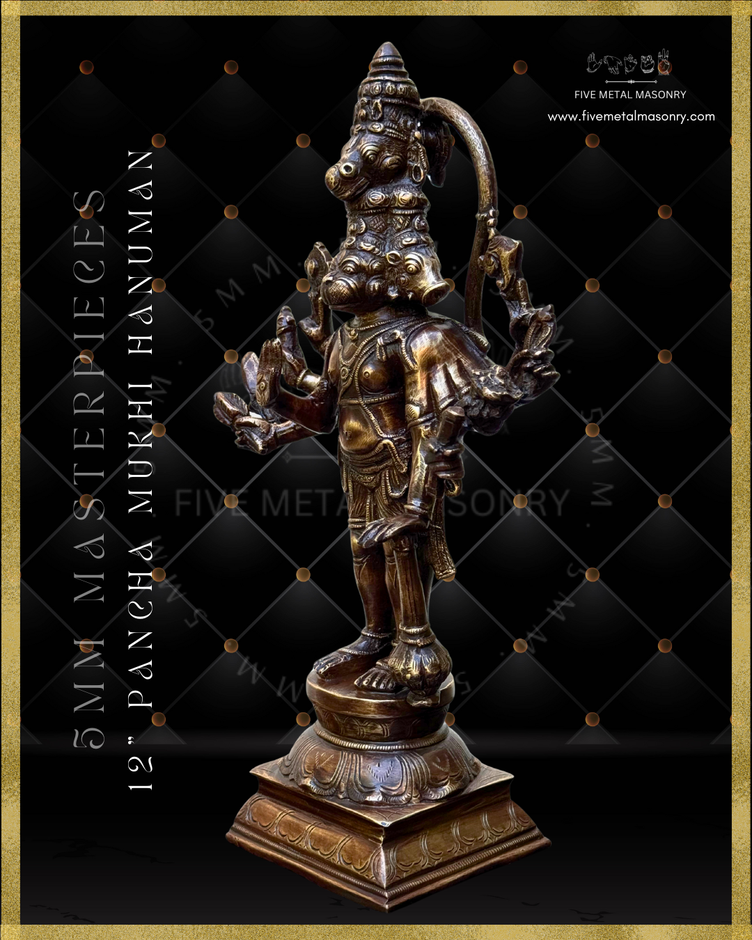Pancha Mukhi Hanuman Panchaloha Bronze Icon - 12"-  Masterpieces Collection