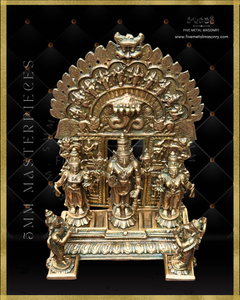 Vishnu Panchaloha Bronze Icon Set - 9" with arch-  Masterpieces Collection