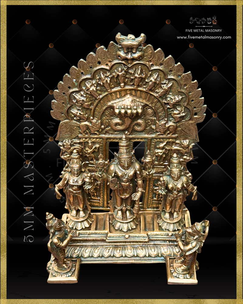 Vishnu Panchaloha Bronze Icon Set - 9" with arch-  Masterpieces Collection