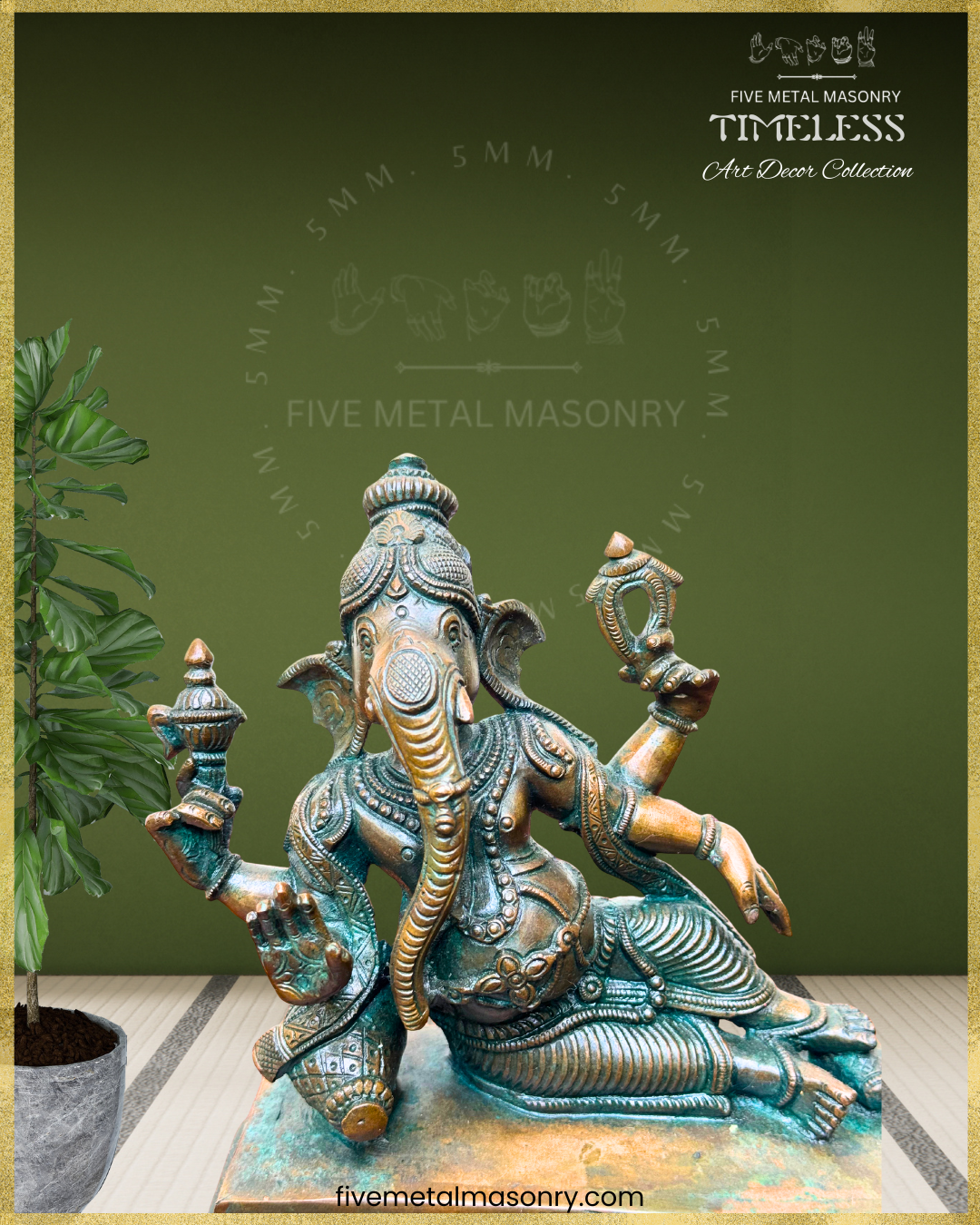 Sayana Ganesa Panchaloha Bronze Icon - 6.5" - Timeless Collection