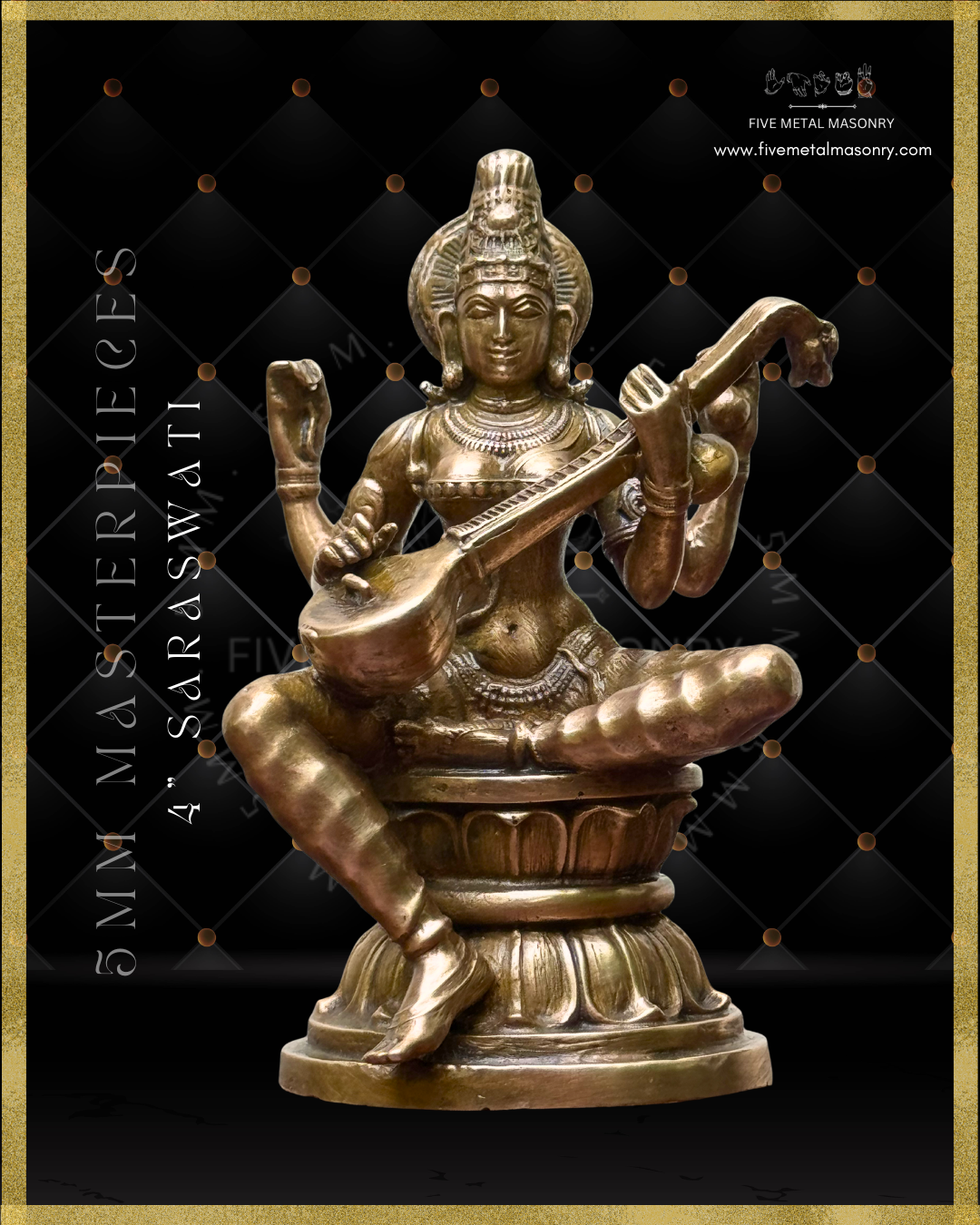 Saraswati Panchaloha Bronze Icon - 4"-  Masterpieces Collection