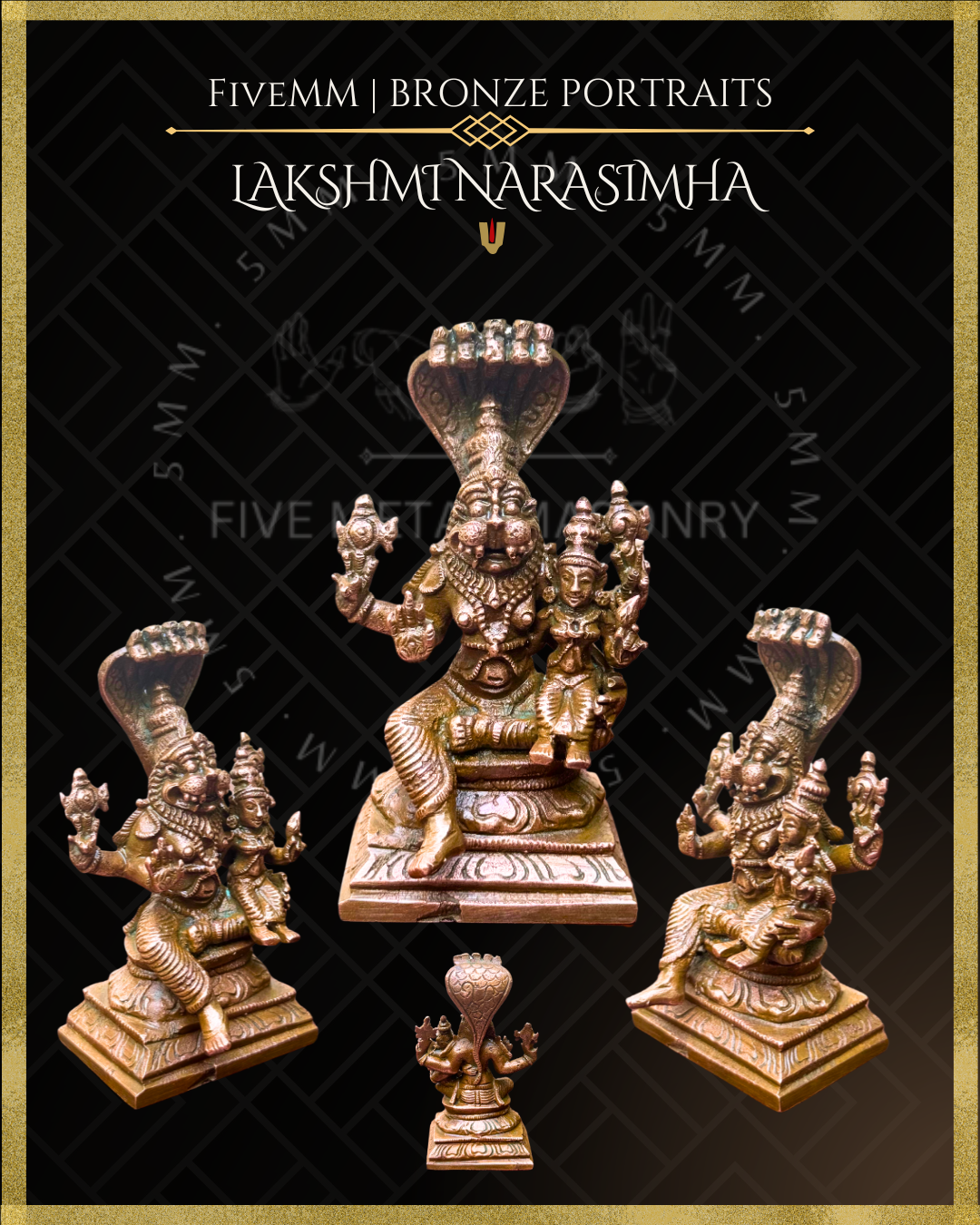 Lakshmi Narasimha Panchaloha Bronze Icon - 4"