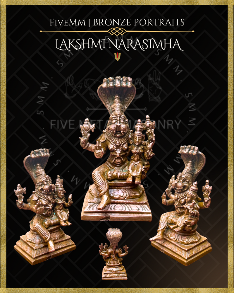 Lakshmi Narasimha Panchaloha Bronze Icon - 4"