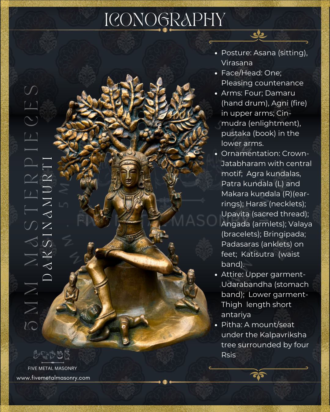Dakshinamurti Shiva Panchaloha Bronze Icon - 13"-  Masterpieces Collection