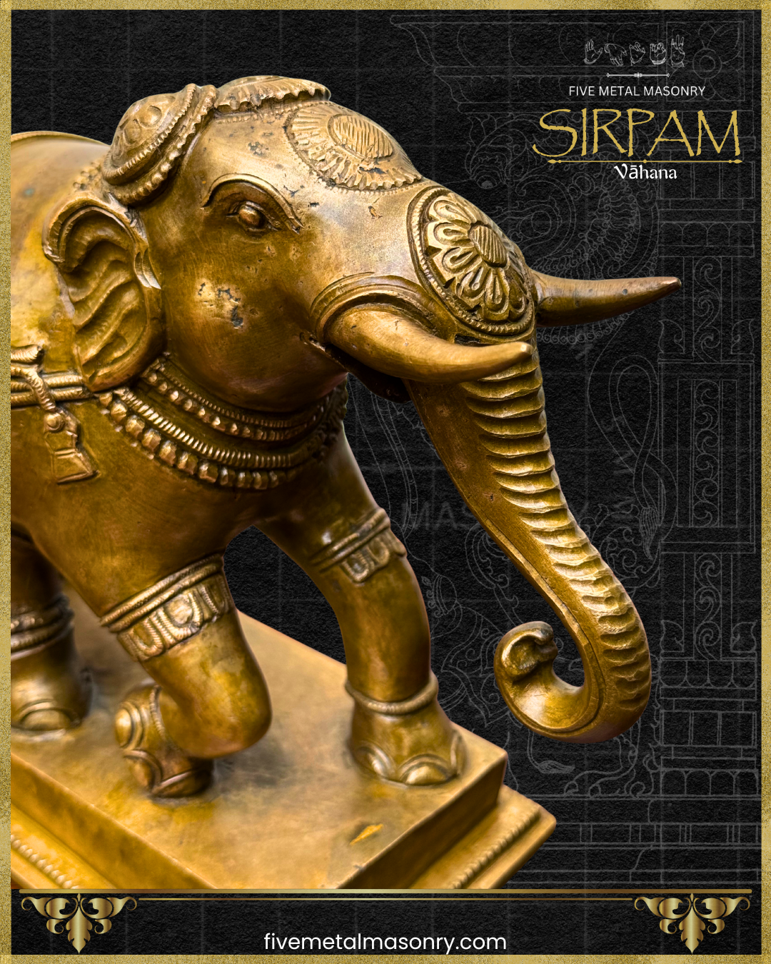 Gaja:Elephant Panchaloha Bronze Icon - 8" - Sirpam Collection