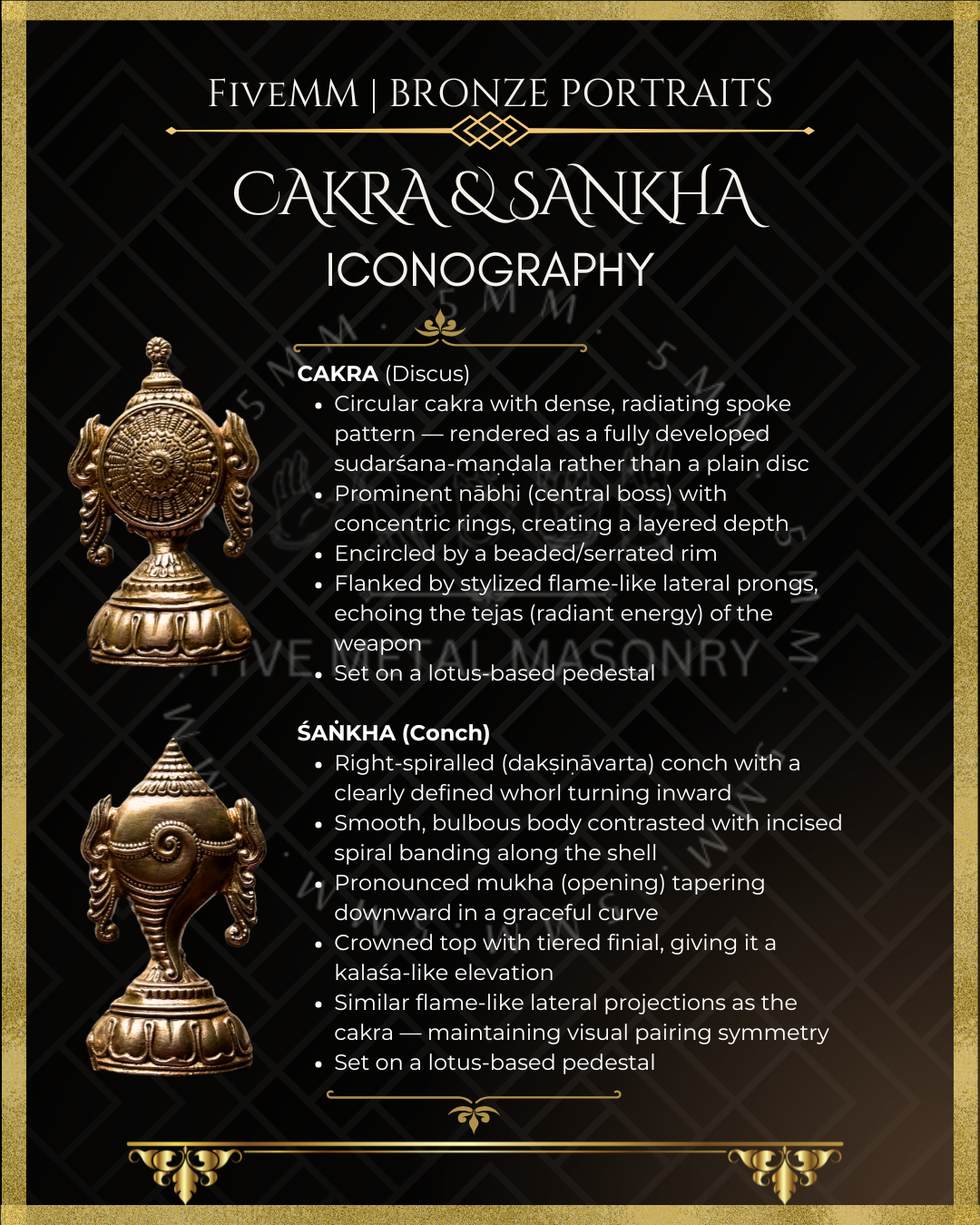Chakra & Sankha Panchaloha Bronze Icon Set - 6"