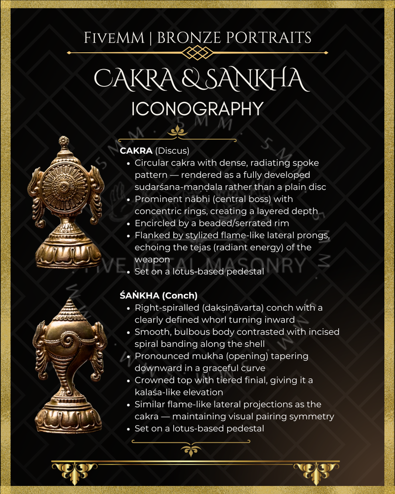 Chakra & Sankha Panchaloha Bronze Icon Set - 6"