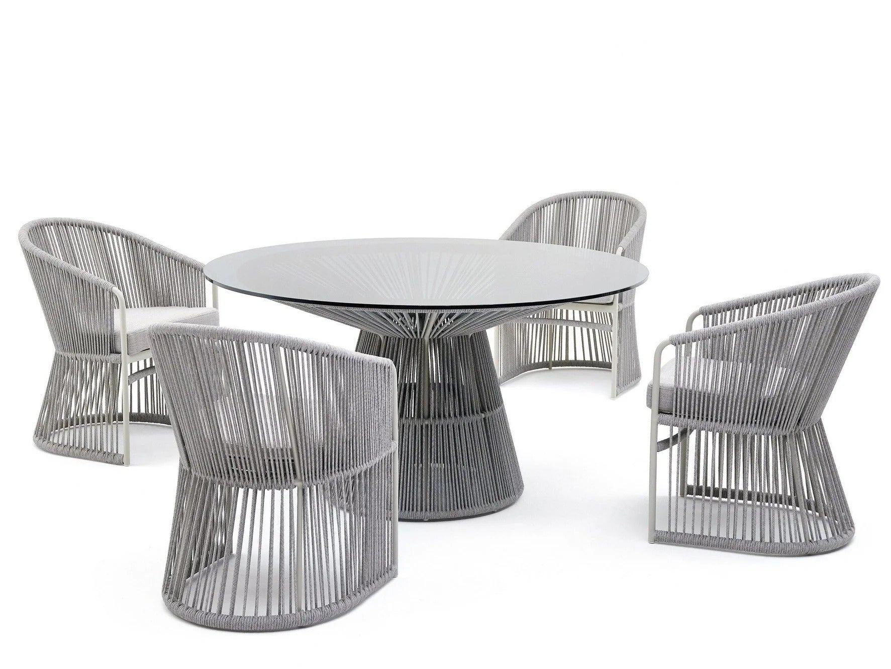 Mash Outdoor Patio Seating Set 4 Chairs and 1 Table Set (Grey) Braided & Rope
