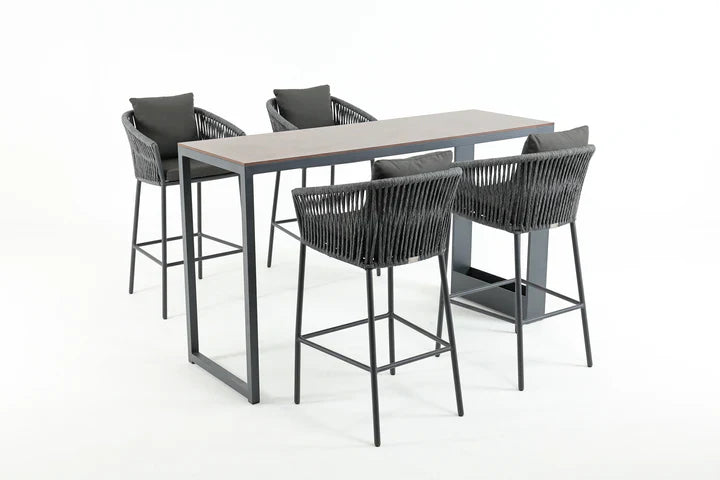 Pirlo Outdoor Patio Bar Sets 4 Chairs and 1 Table (Dark Grey)