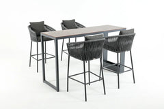 Pirlo Outdoor Patio Bar Sets 4 Chairs and 1 Table (Dark Grey)