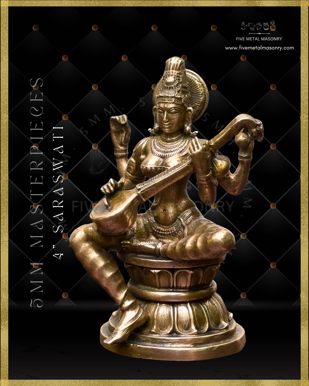 Saraswati Panchaloha Bronze Icon - 4"-  Masterpieces Collection