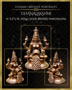Dhana Lakshmi / Kubera Lakshmi Panchaloha Bronze Icon - 3.5"