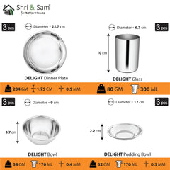 Stainless Steel 18 PCS Dinner set (3 People) Delight