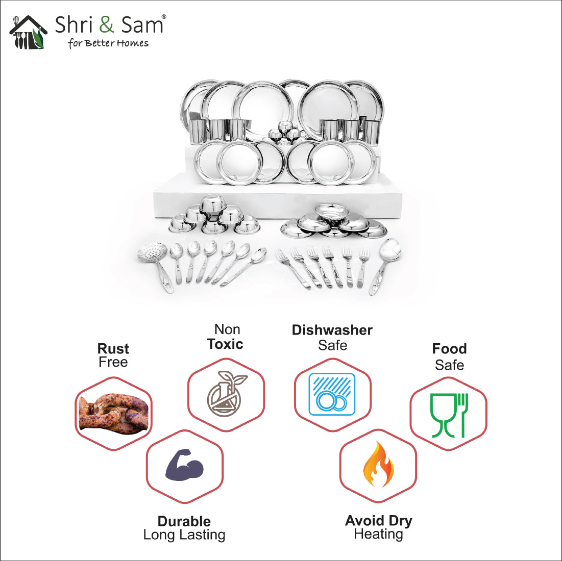 Stainless Steel 50 PCS Dinner set (6 People) Delight