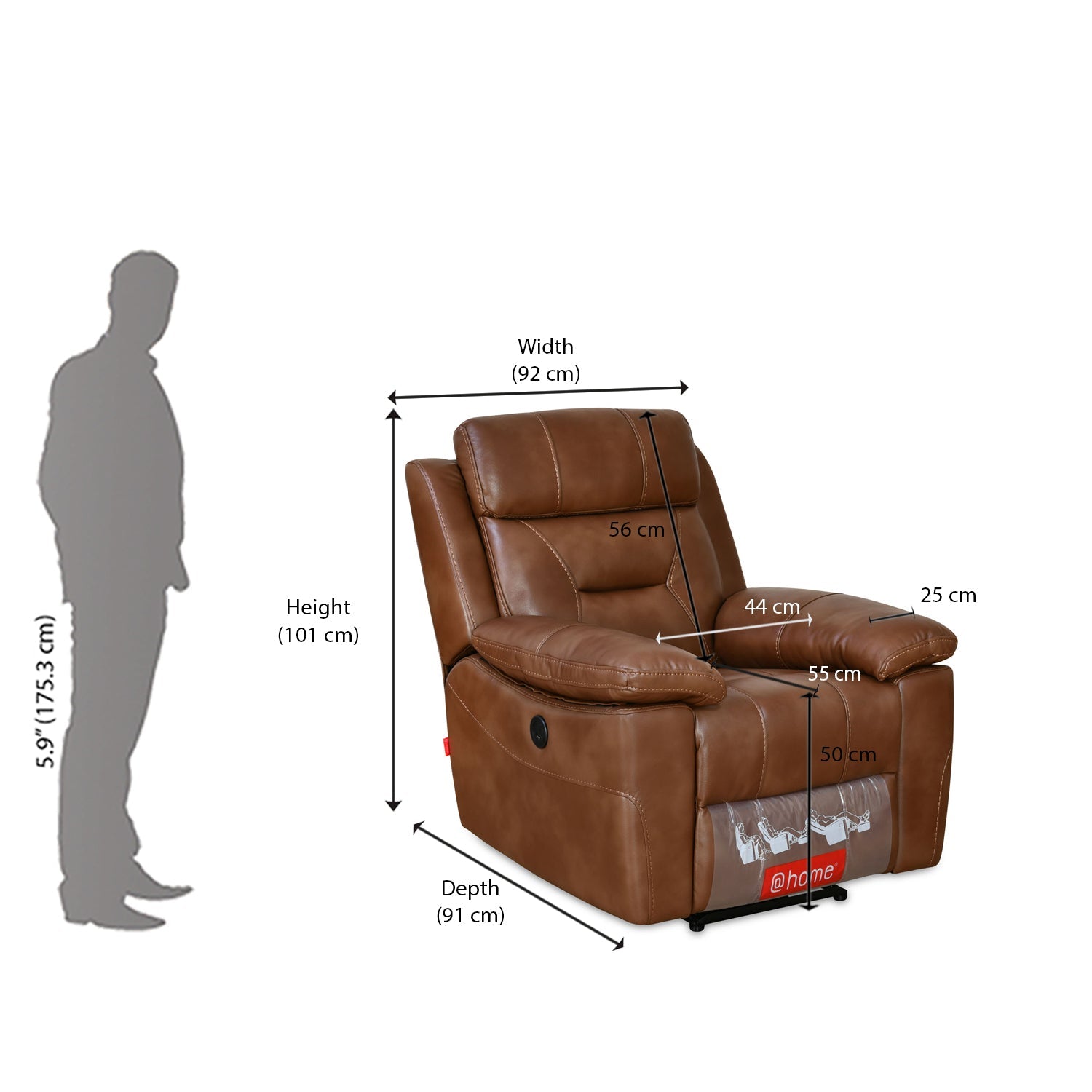 Nilkamal Delp 1 Seater Electric Recliner Sofa (Choco Brown)