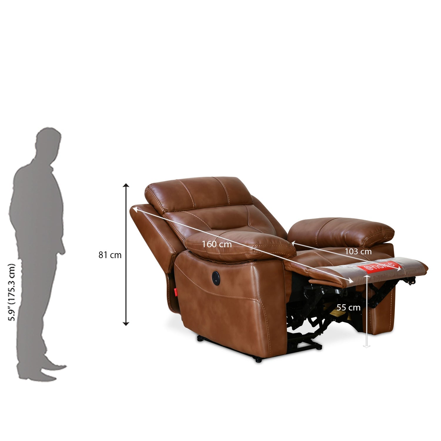 Nilkamal Delp 1 Seater Electric Recliner Sofa (Choco Brown)