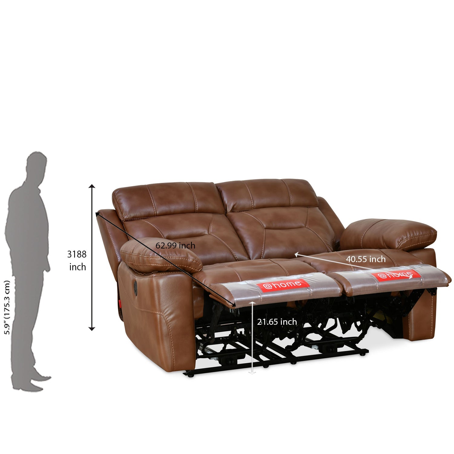 Nilkamal Delp 2-Seater Electric Recliner Sofa (Choco Brown)