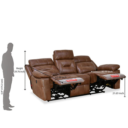 Nilkamal Delp 3 Seater Electric Recliner Sofa (Choco Brown)