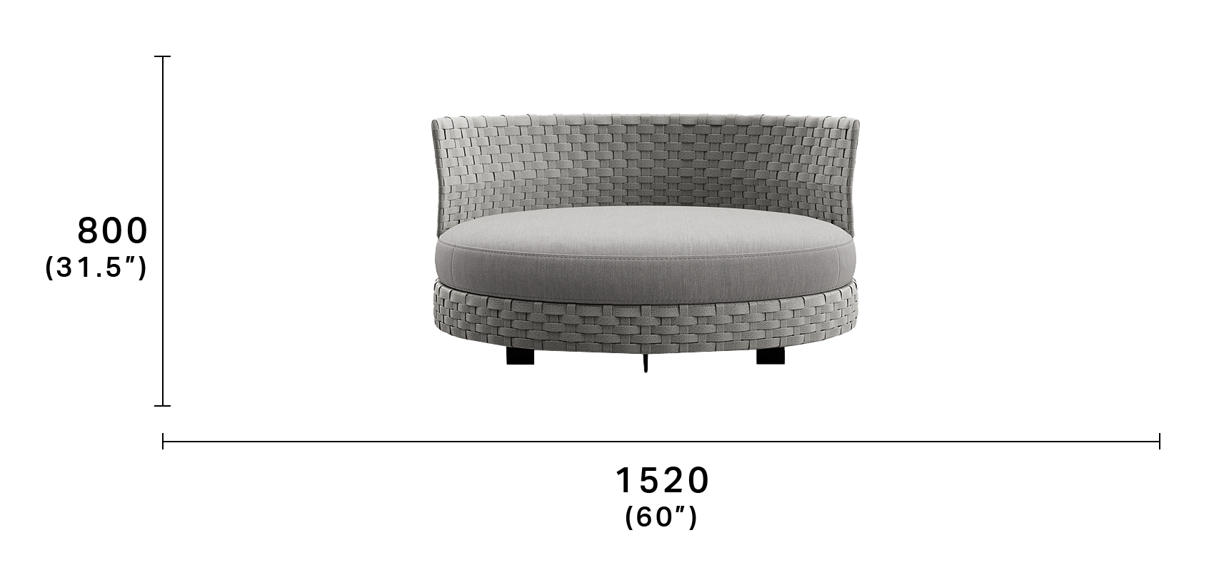 Patrice Outdoor Poolside Sunbed With Cushion Daybed (Grey) Braided & Rope