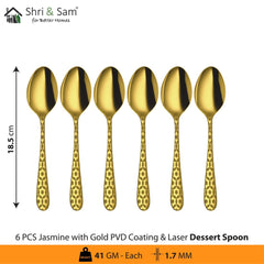 Stainless Steel Cutlery with Gold PVD Coating & Laser 3 Jasmine