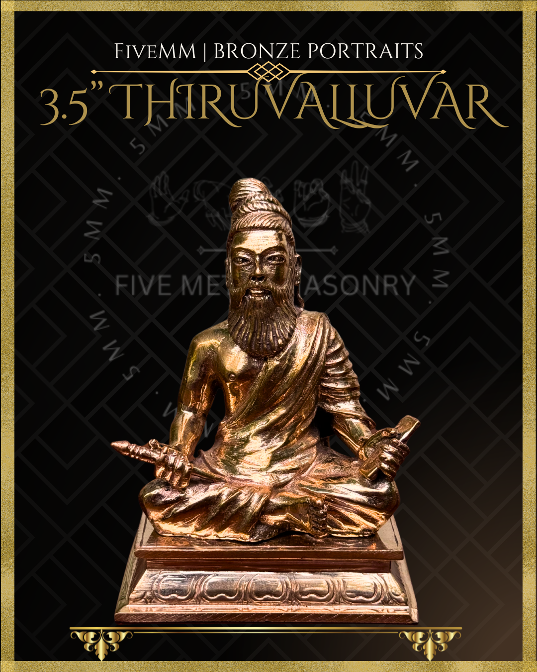 Thiruvalluvar- Tamil Poet and Sage - Panchaloha Bronze Icon -3.5" - Polished finish