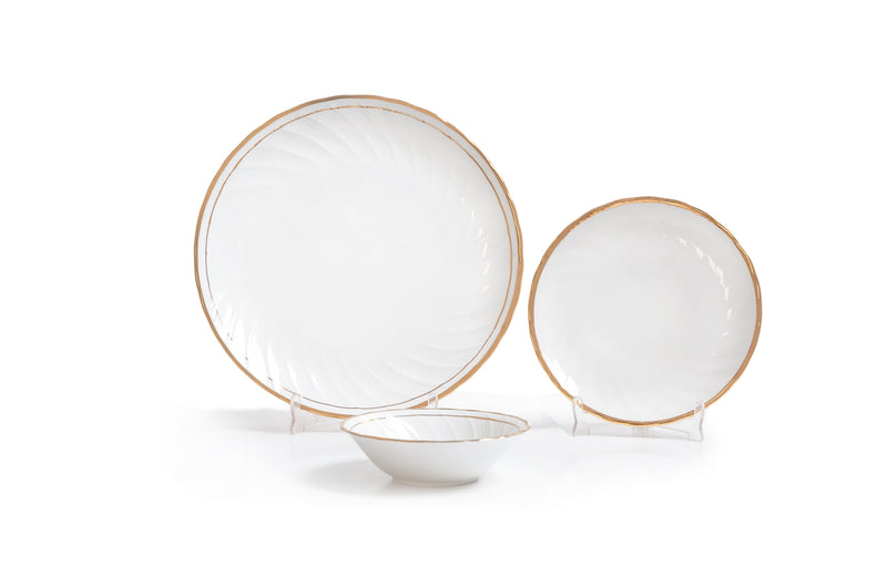 Ceramic Karina Elegant Goldline Dinner Set of 18 (GL310), For Family of 6