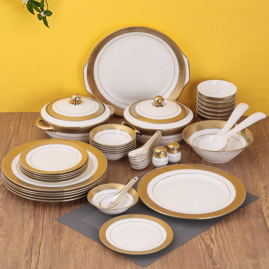 New Georgian Dinner Set of 40 Pieces, Enchanting Gold (E667), For Family of 6