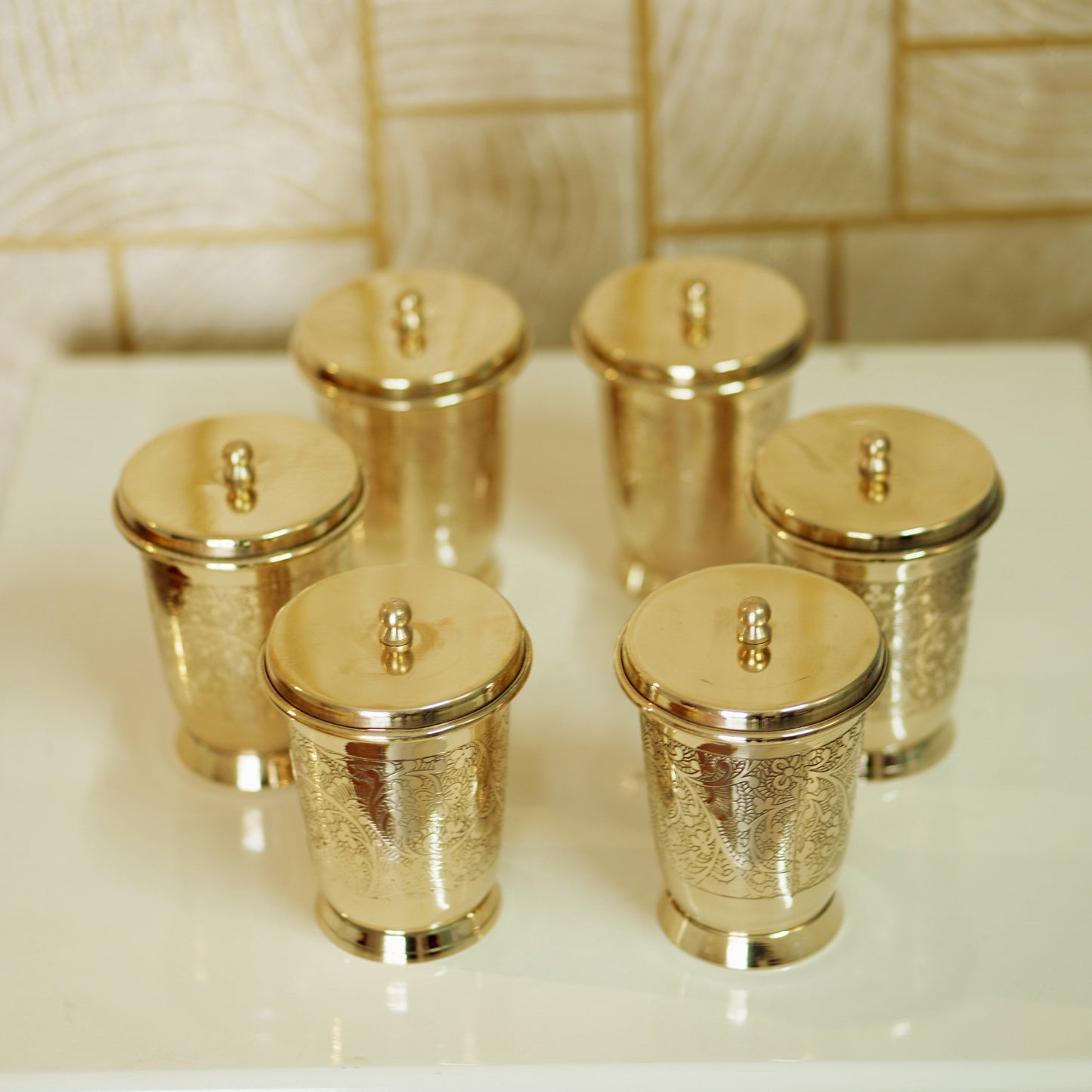 Brass Glass with Lid / Coaster