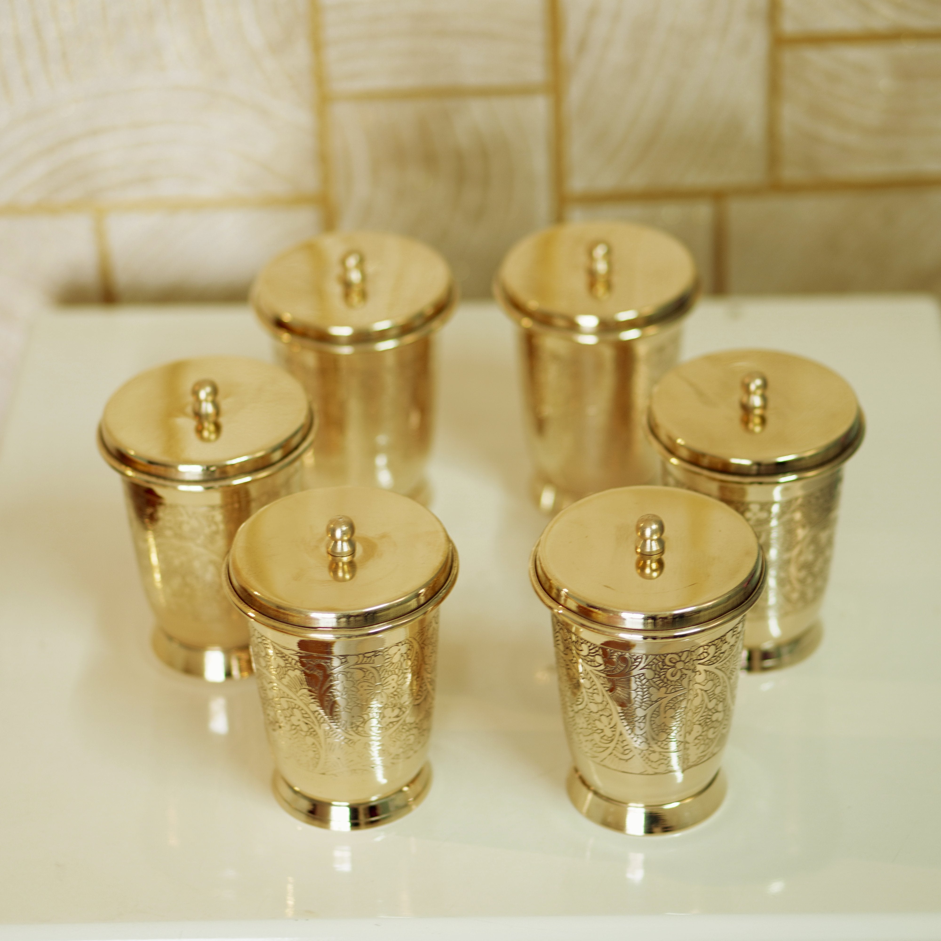 Brass Glass with Lid / Coaster