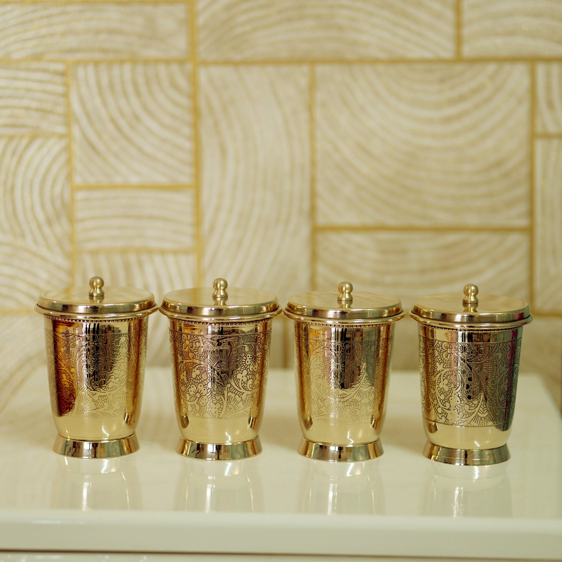 Brass Glass with Lid / Coaster