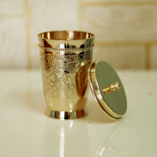 Brass Glass with Lid / Coaster