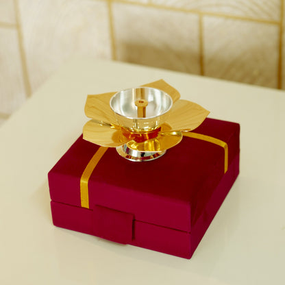 Lotus Diya / Deepak with Velvet Box