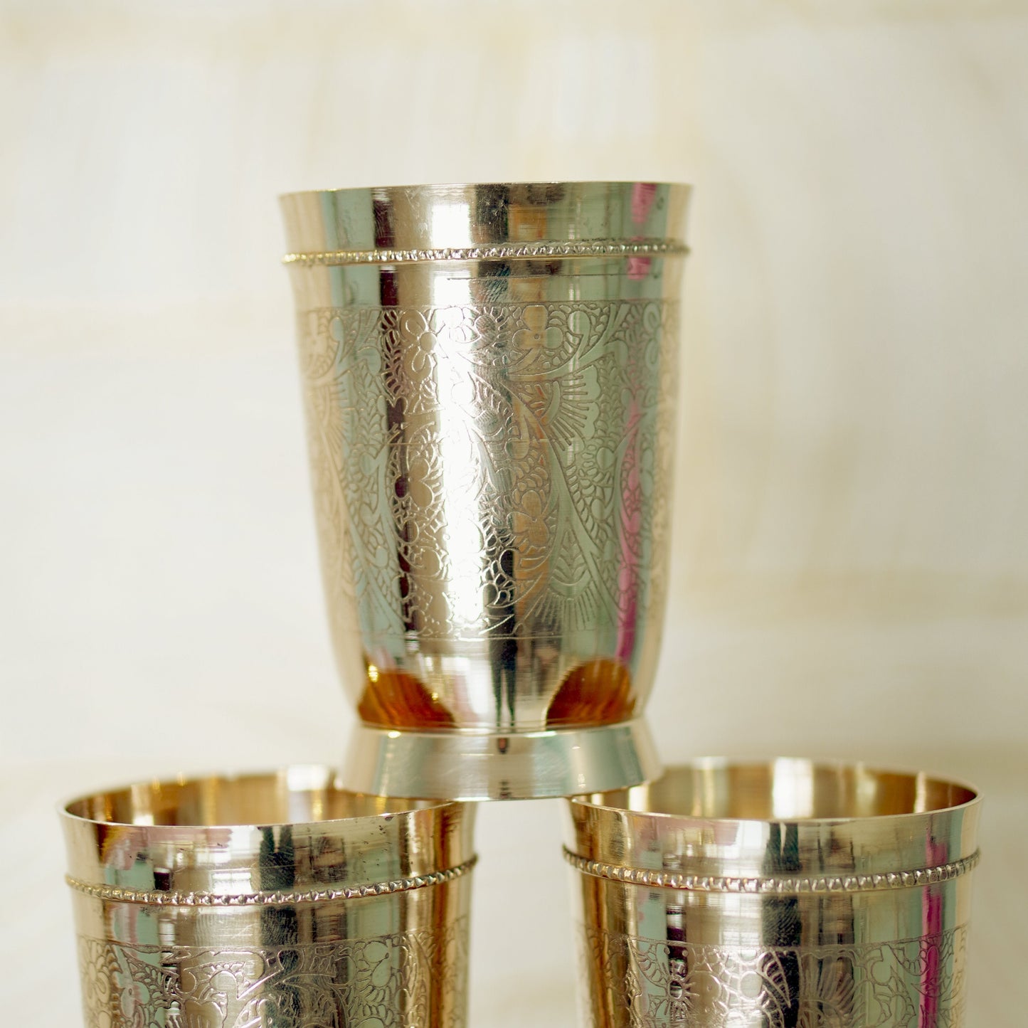 6 Pieces Brass Glasses Set with Velvet Box