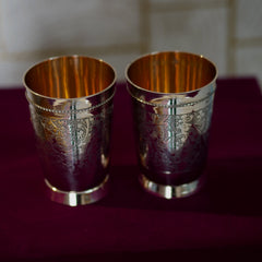 6 Pieces Brass Glasses Set with Velvet Box