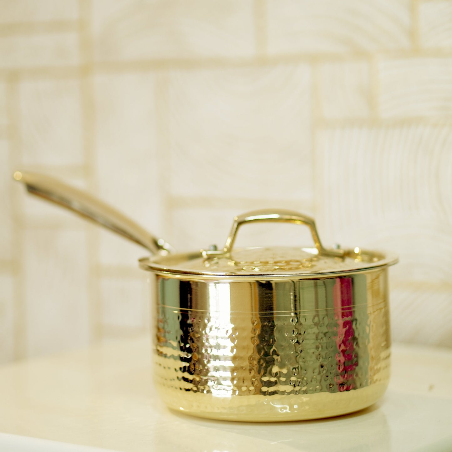 Brass saucepan tincoated with lid