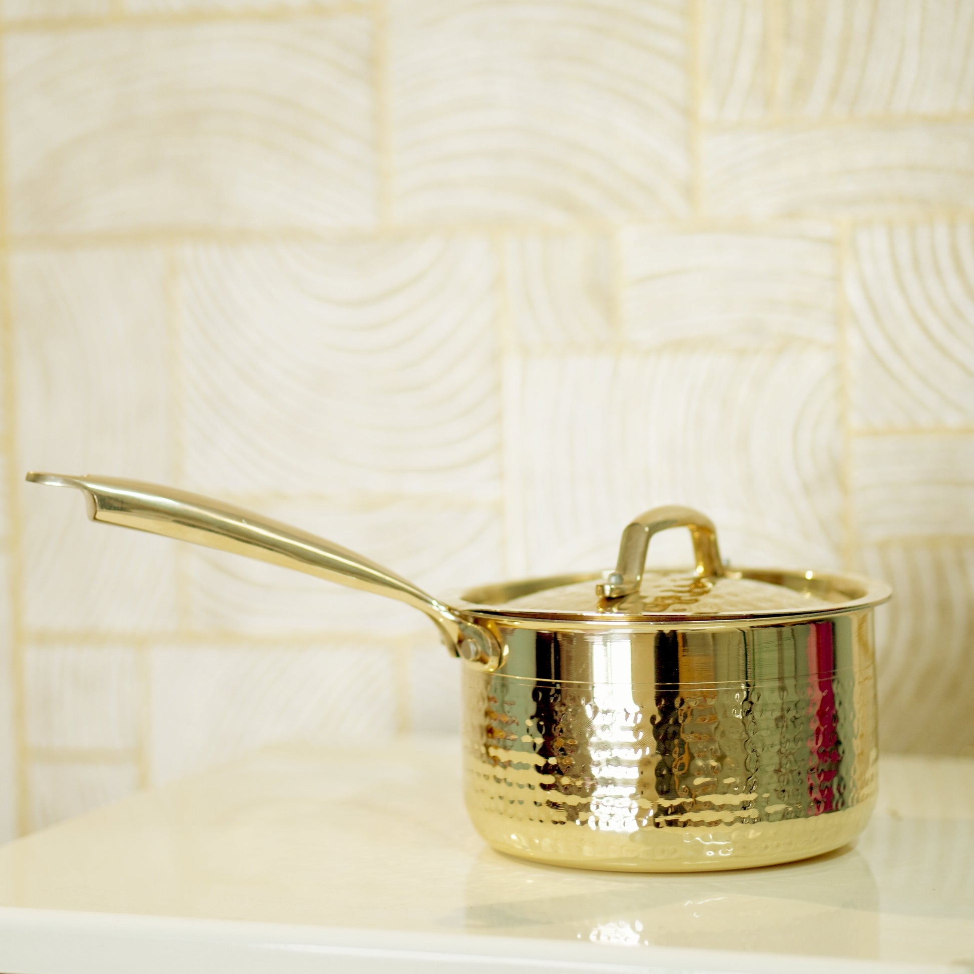 Brass saucepan tincoated with lid