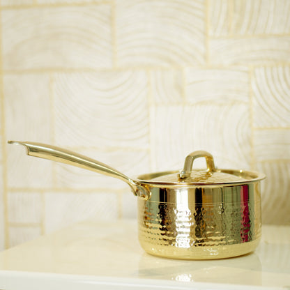 Brass saucepan tincoated with lid