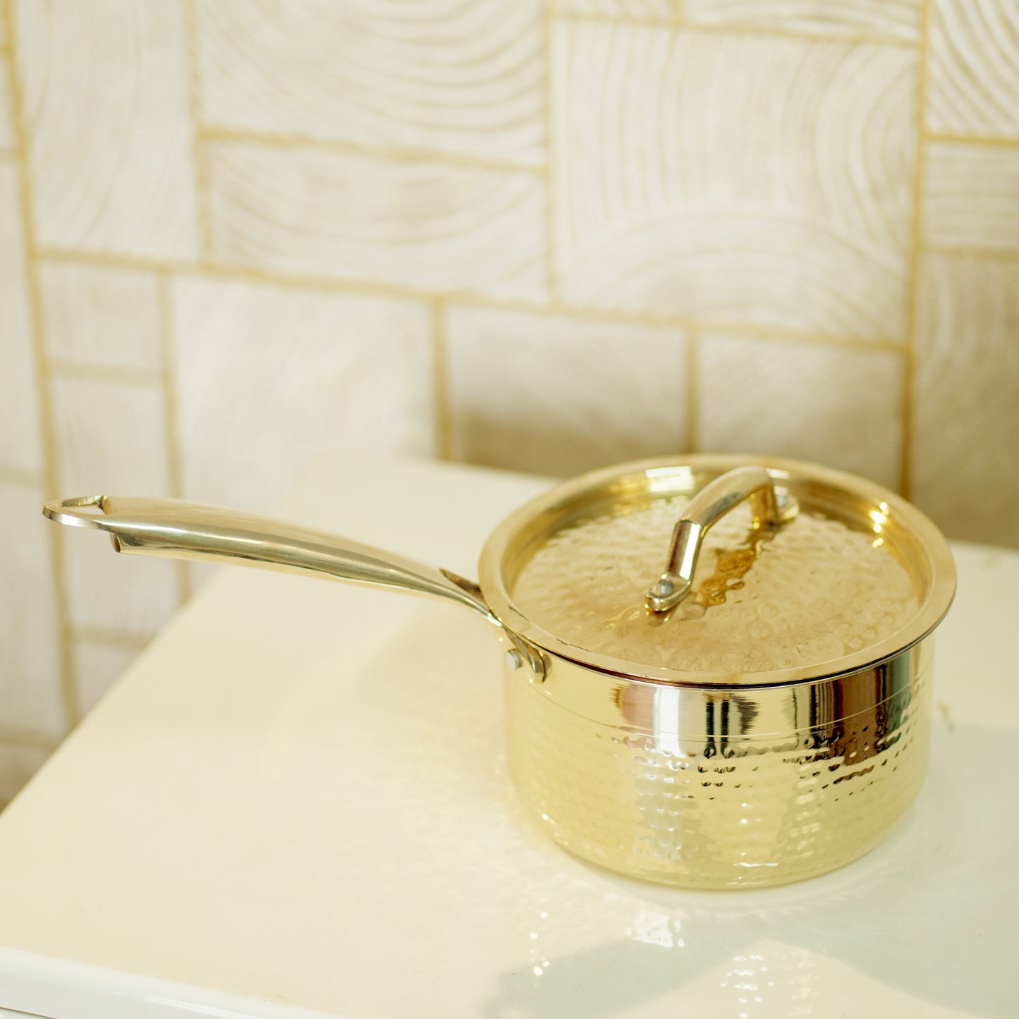 Brass saucepan tincoated with lid